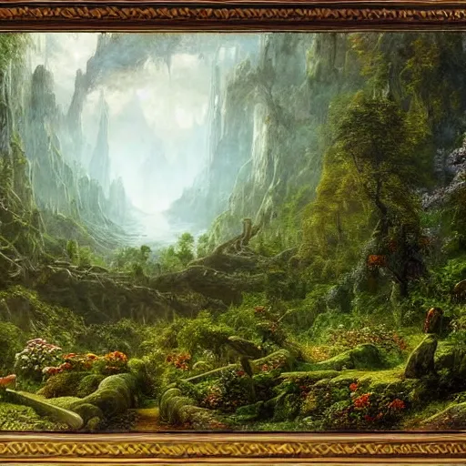 Prompt: a beautiful and highly detailed matte painting of the elven mountains, epic forests, rivers, trees, flowers, crystals, intricate details, epic scale, insanely complex, 8 k, sharp focus, hyperrealism, very realistic, by caspar friedrich, albert bierstadt, james gurney, brian froud,