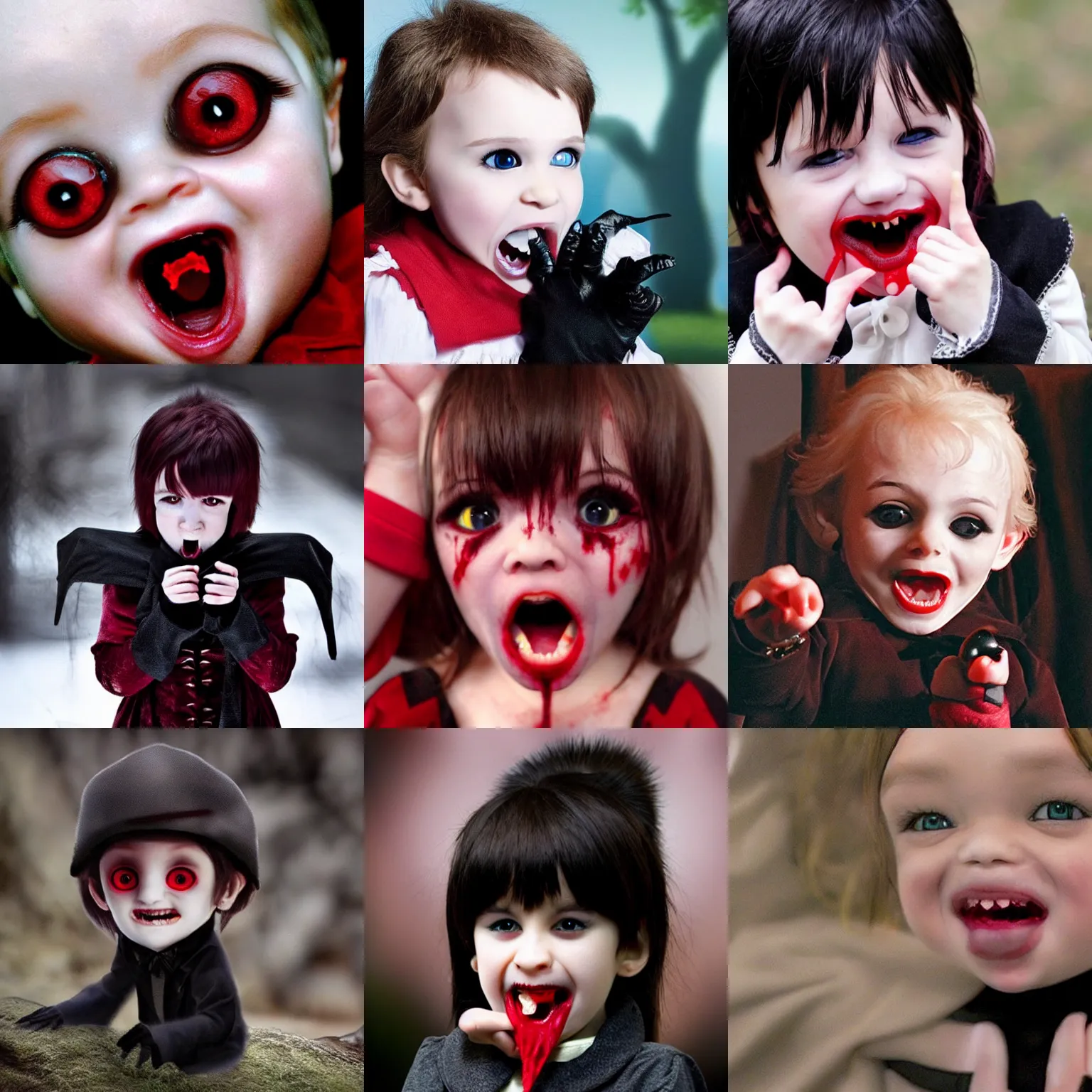 Prompt: <picture quality=hd+ mode='attention grabbing'>an adorable tiny vampire wants you to suck your blood</picture>