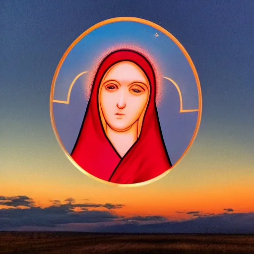 Image similar to shape of virgin mary face in sunset clouds