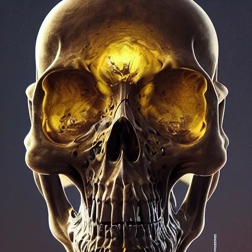 Image similar to portrait_of_a_melting_skull._intricate_abstract._intricate_artwork._by_Tooth_Wu_wlop_beeple_dan_mumford._octane_render_trending_on_artstat