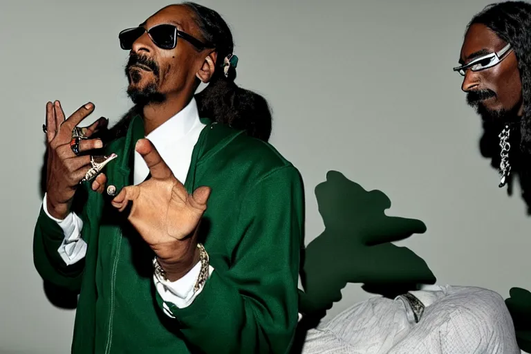 Prompt: snoop dogg with drugs on his hand
