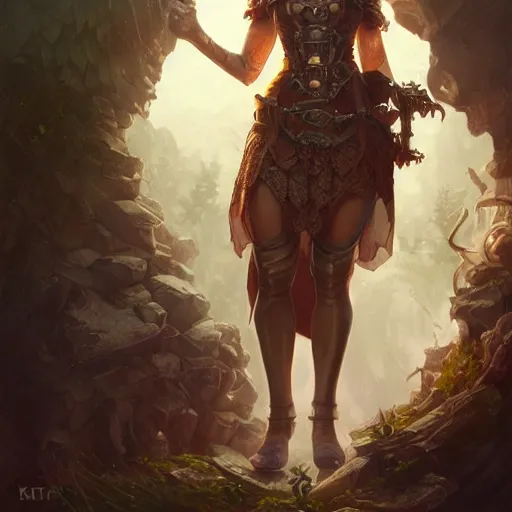 Image similar to ultra realistic illustration, kristen schaal from diablo and baldurs gate, intricate, elegant, highly detailed, digital painting, artstation, concept art, smooth, sharp focus, illustration, art by artgerm and greg rutkowski and alphonse mucha