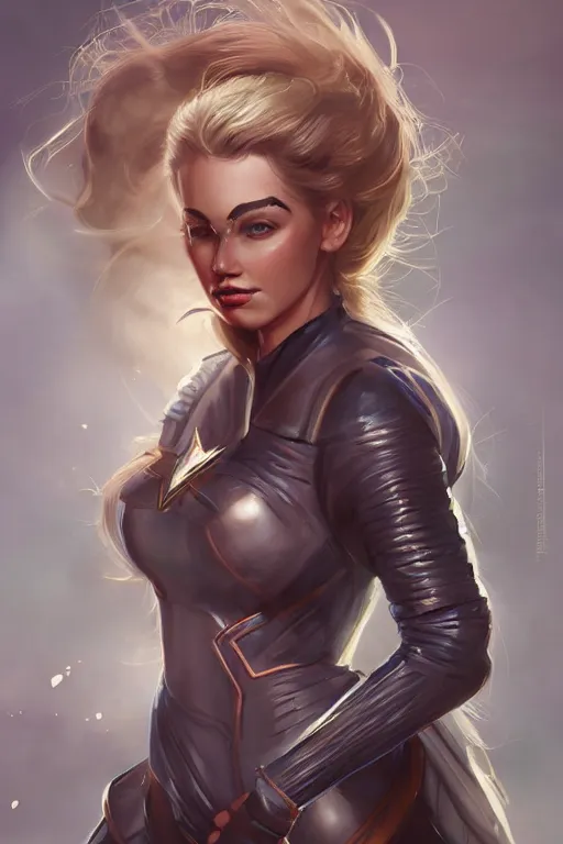 Image similar to three quarters portrait of a beautiful woman,super hero costume,heroic pose,highly detailed, digital painting,illustration, art by Stanley Lau