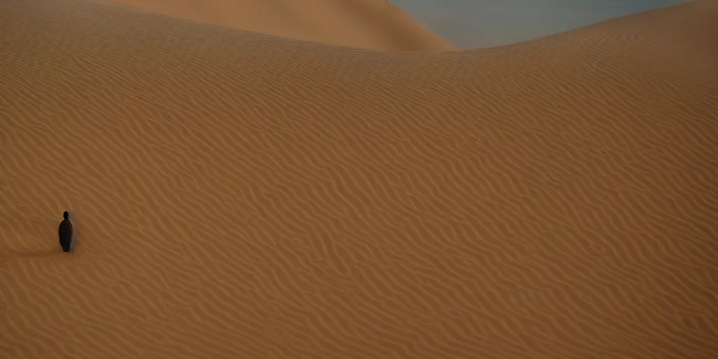 Image similar to real white honeycomb organic building sitting on the dune desert, film still from the movie directed by denis villeneuve aesthetic with art direction by zdzisław beksinski, telephoto lens, shallow depth of field