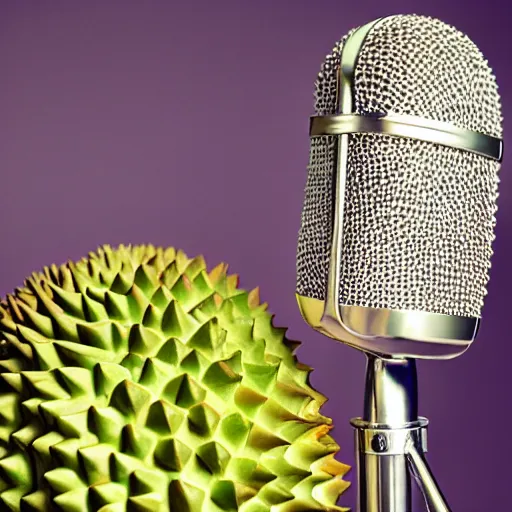 Image similar to durian with a microphone