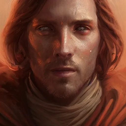 Image similar to portrait of a man by greg rutkowski, jedi knight owen skywalker, messy copper hair, jedi robes, star wars expanded universe, he is about 2 0 years old, wearing jedi robes, highly detailed portrait, digital painting, artstation, concept art, smooth, sharp foccus ilustration, artstation hq