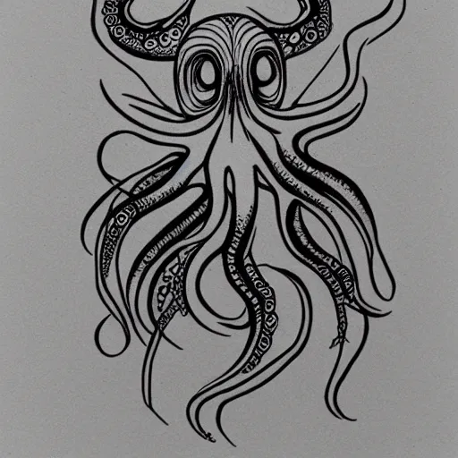 Image similar to feminine octopus necklace tattoo design black and white sketch on paper