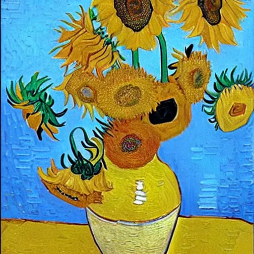 Image similar to sunflowers in the style of van gogh