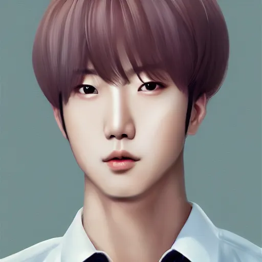 Image similar to jin from bts, elegant, ultra highly detailed, digital painting, smooth, sharp focus, artstation, art by Ina Wong