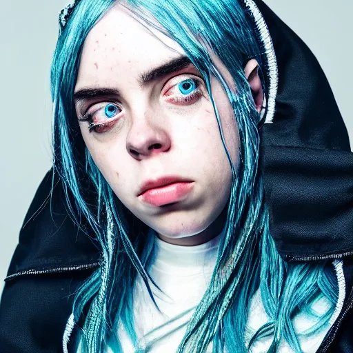 Portrait of Billie Eilish with enormous Anime eyes, | Stable Diffusion ...