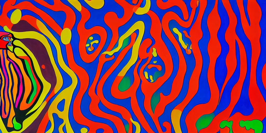 Prompt: a man being overcome by love, psychedelic dripping colors, detailed painting by painting by man ray and pablo amaringo david normal alex grey yayoi kusama