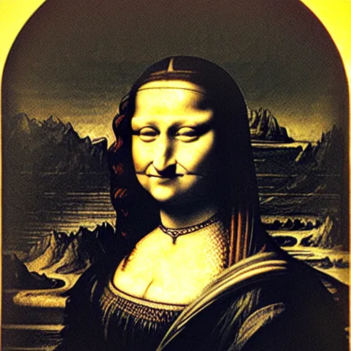 Image similar to monalisa in the style of Gustave Doré