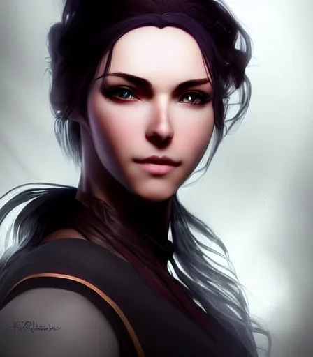 Image similar to beautiful portrait of a gorgeous personal trainer who looks like Yennefer of Vengerberg , character design by charlie bowater, ross tran, artgerm, and makoto shinkai, detailed, soft lighting, rendered in octane