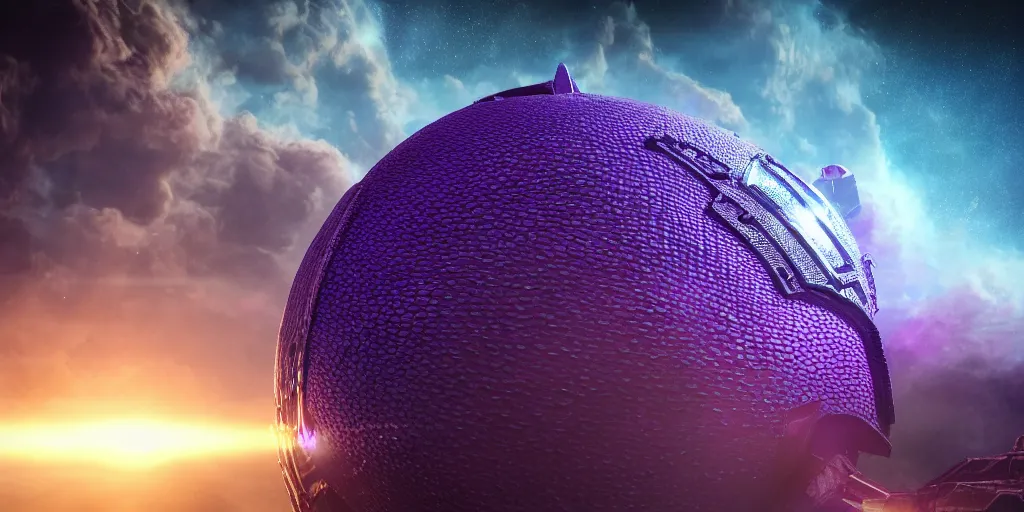 Prompt: a photo of 8k ultra realistic sphere spaceship made of gigantic dragon scales, purple and blue neon, cinematic lighting, trending on artstation, 4k, hyperrealistic, focused, extreme details, unreal engine 5, cinematic, masterpiece