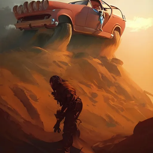 Image similar to hero world mad max, behance hd by jesper ejsing, by rhads, makoto shinkai and lois van baarle, ilya kuvshinov, rossdraws global illumination