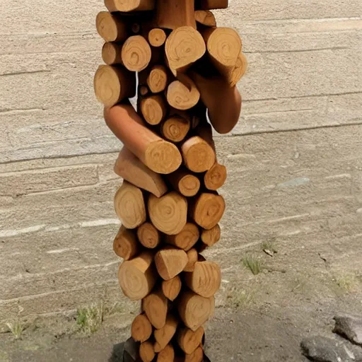 Image similar to girl made out of wood