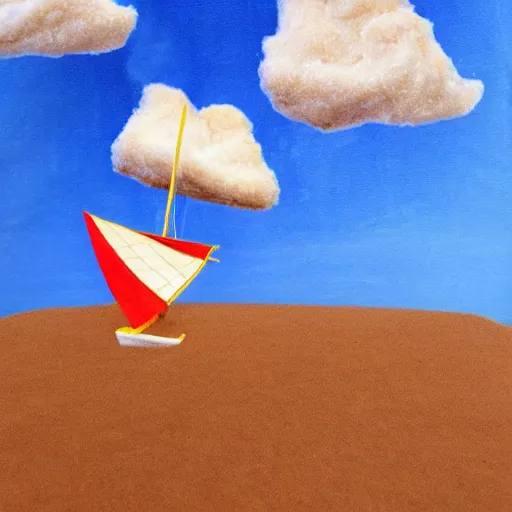 Image similar to graham cracker sailboat floats in a sea of hot chocolate, marshmallow cloud in sky above, abstract environment, award winning art, epic dreamlike fantasy landscape, ultra realistic,