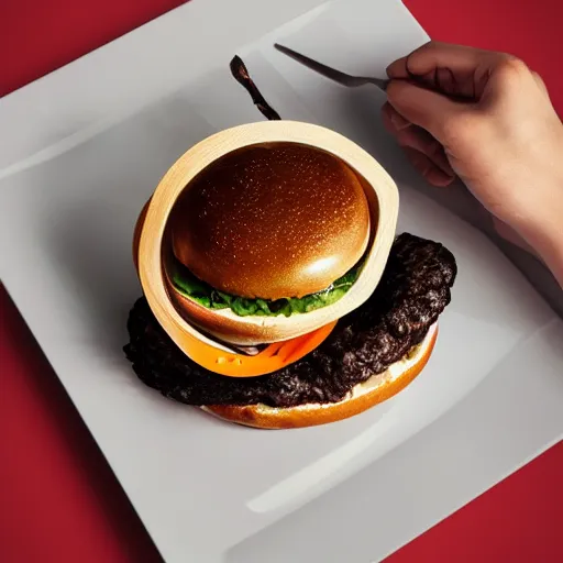 Prompt: futuristic burger, ultrarealistic food photography