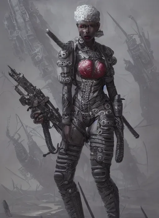 Image similar to a hyper detailed full body portrait of the queen of blades in full spec ops gear, by tom bagshaw, diablo 4 lilith, by yusuke murata, by hiroya oku, trending on artstation