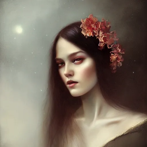 Prompt: a portrait of a young woman, by tom bagshaw