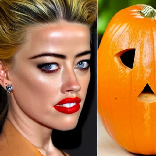 Image similar to gourd carved to look like the face of amber heard