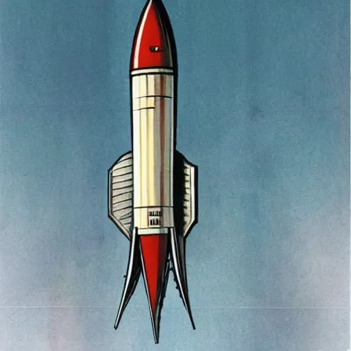Prompt: retro sci-fi concept art of a rocket ship
