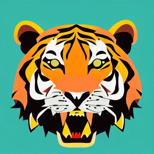 Prompt: incredible half - geometric tiger art illustration