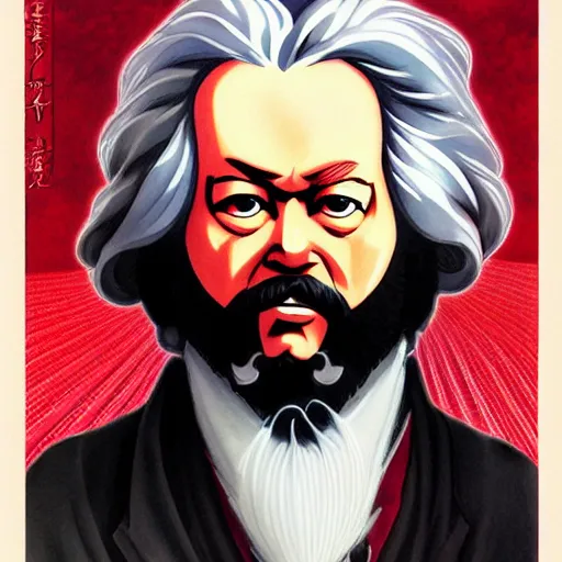 Image similar to beautiful amazing anime portrait painting of karl marx. by koyoharu gotouge, kohei horikoshi, tatsuya endo, satoshi kon