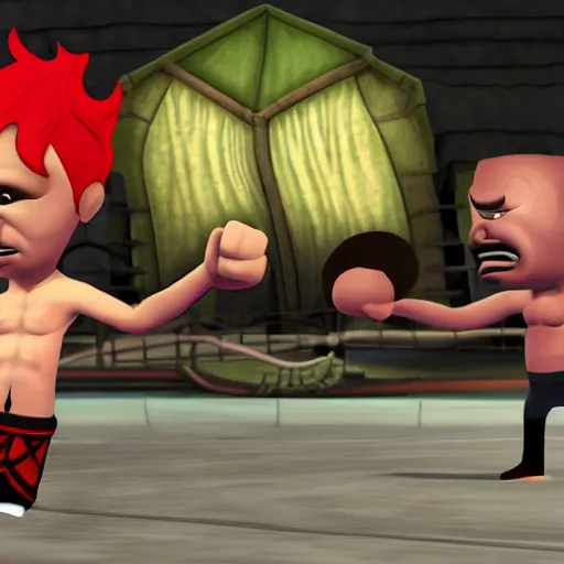 Image similar to character screenshot of ufc sean o'malley in psychonauts, rainbow hair dreadlocks, ps 3 video game, 3 d character render, dream world, 7 2 0 p, cutscene, cartoony designed by scott campbell