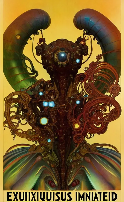 Image similar to exquisite imaginative alien creature poster art, gold, movie art, by lucusfilm, weta studio, alphonso mucha, james jean, frank frazetta, 8 k, denoised