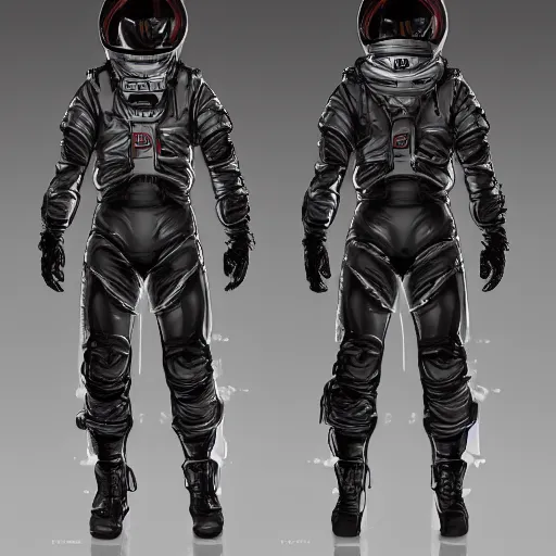 Image similar to Front, side and back character view of Astronaut from Kojima Productions by Donato Giancola, trending on Artstation concept arts
