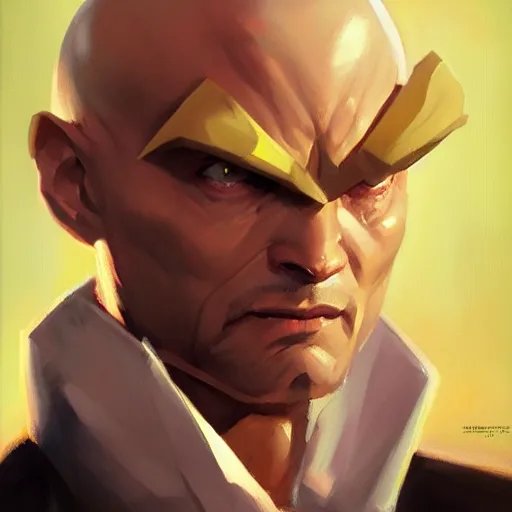 Image similar to Greg Manchess portrait painting of Professor Xavier as Overwatch character, medium shot, asymmetrical, profile picture, Organic Painting, sunny day, Matte Painting, bold shapes, hard edges, street art, trending on artstation, by Huang Guangjian and Gil Elvgren and Sachin Teng