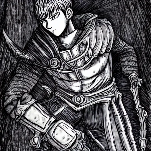 Prompt: guts from berserk in the style of chris chan, high detail