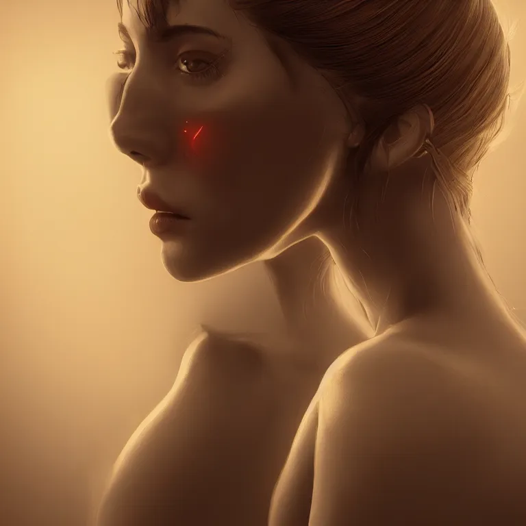 Image similar to a beautiful Cotton Mill Girl, symmetrical, perfect body and face, centered, dramatic angle, ornate, details, smooth, sharp focus, illustration, realistic, cinematic, artstation, award winning, rgb , unreal engine, octane render, cinematic light, macro, depth of field, blur, red light and clouds from the back, highly detailed epic cinematic concept art CG render made in Maya, Blender and Photoshop, octane render, excellent composition, dynamic dramatic cinematic lighting, aesthetic, very inspirational, arthouse by Henri Cartier Bresson