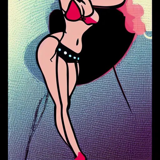 Prompt: pinup girl in the style of jab comix