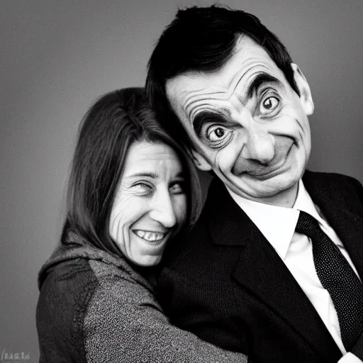 Image similar to A portrait mr bean elizabeth teams up with a teenage mr bean, perfect faces, 50 mm, award winning photography