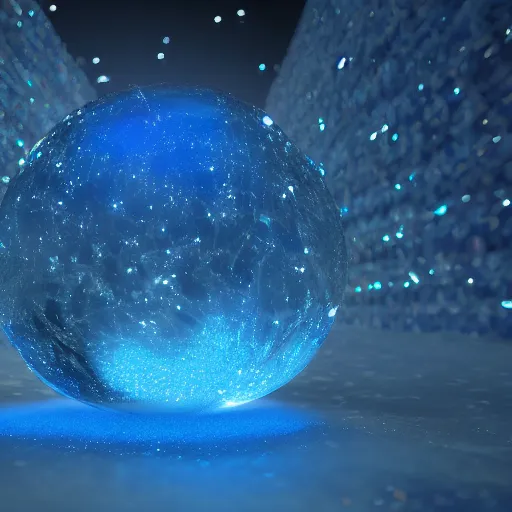 Image similar to A blue crystal sparkling in the night, mystical, mysterious, magical, Octane Render, Raytracing