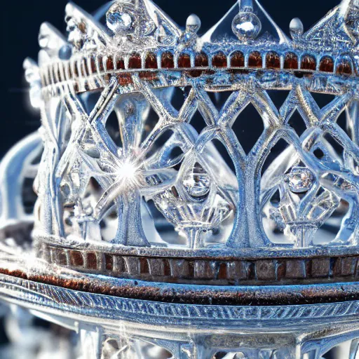 Image similar to beautiful ice queen ornate cload and crown, highly detailed, 4k, HDR, smooth, sharp focus, hyper realistic, high resolution, award-winning photo