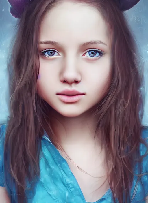 Prompt: a higly detailed digital art portrait of a cute, playful young woman by mel milton