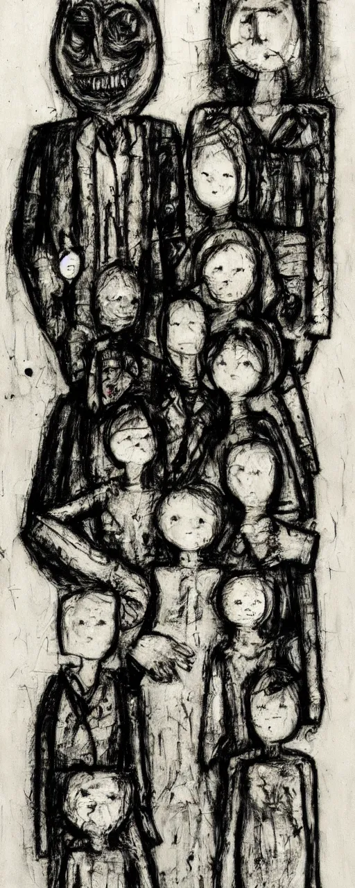 Image similar to diagram of a family, by bernard buffet and stephen gammell and emil nolde, 8 k, trending on artstation