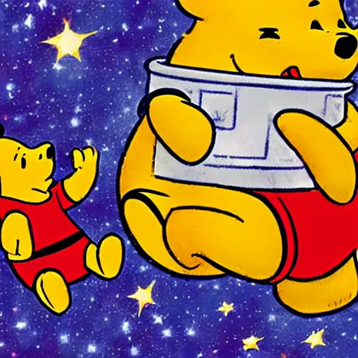 Image similar to winnie the pooh in space