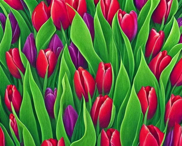 Image similar to rule of thirds intricate inside the tulip extreme closeup on a table - - a journey inside the physiology of plants, an ultrafine detailed painting by rafal olbinski, behance contest winner, pop surrealism, detailed painting, very detailed, minimalist, skeuomorphic, airbrush art