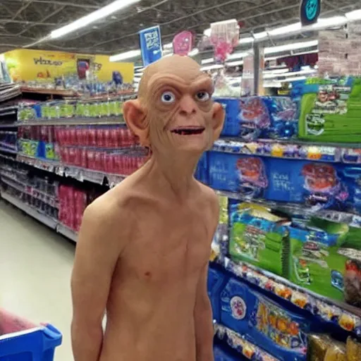 Image similar to gollum at walmart