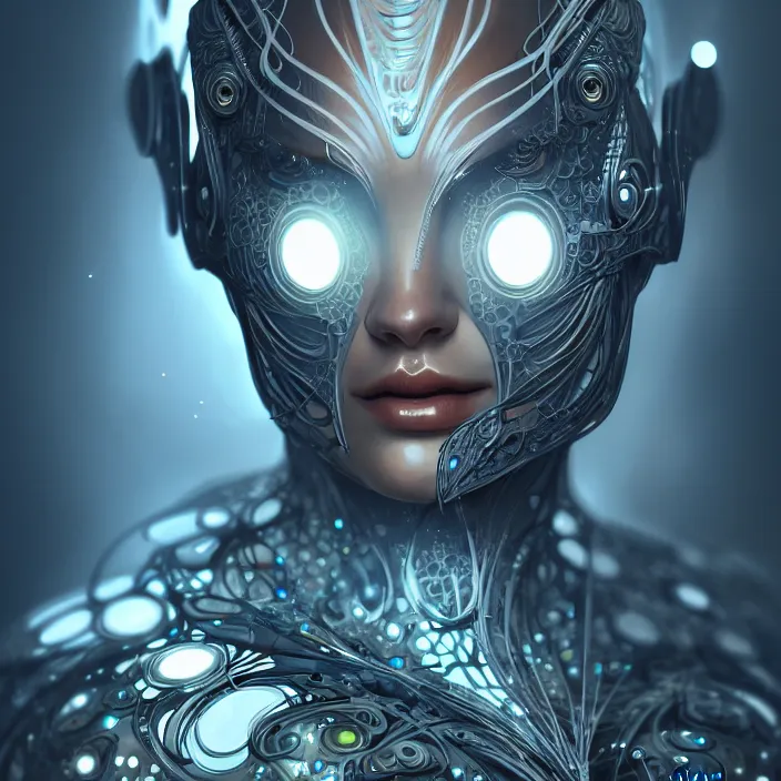 Prompt: organic cyborg, diffuse lighting, fantasy, intricate, elegant, highly detailed, lifelike, photorealistic, digital painting, artstation, illustration, concept art, smooth, sharp focus