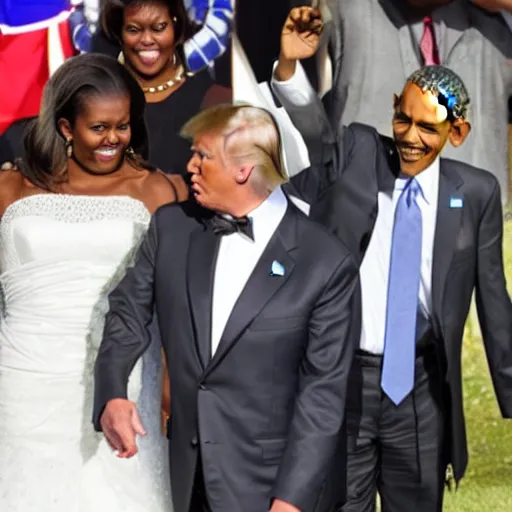 Image similar to Donald Trump and Obama get married