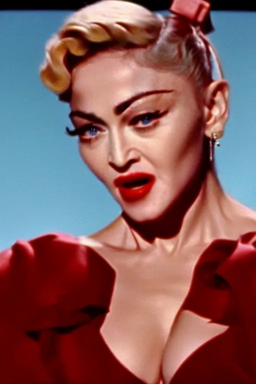 Prompt: madonna in the 1 9 5 0 s, still from a movie, 4 k