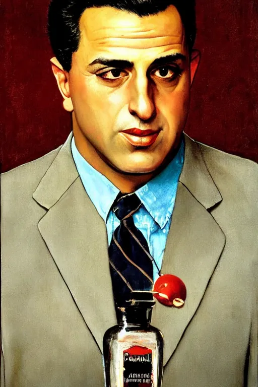 Image similar to paulie gaultieri from the sopranos painted by norman rockwell