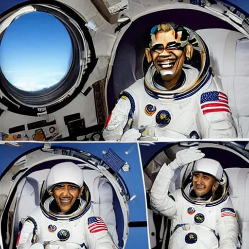 Prompt: obama going to space