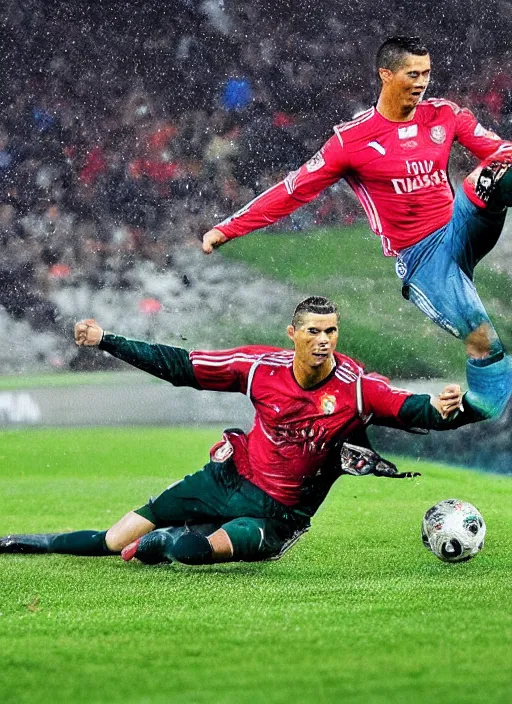 epic cristiano ronaldo sliding on knees across grass | Stable Diffusion ...