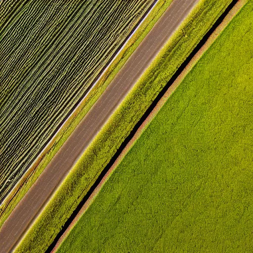 Prompt: drone footage of the large fields and an interstate highway in the countryside